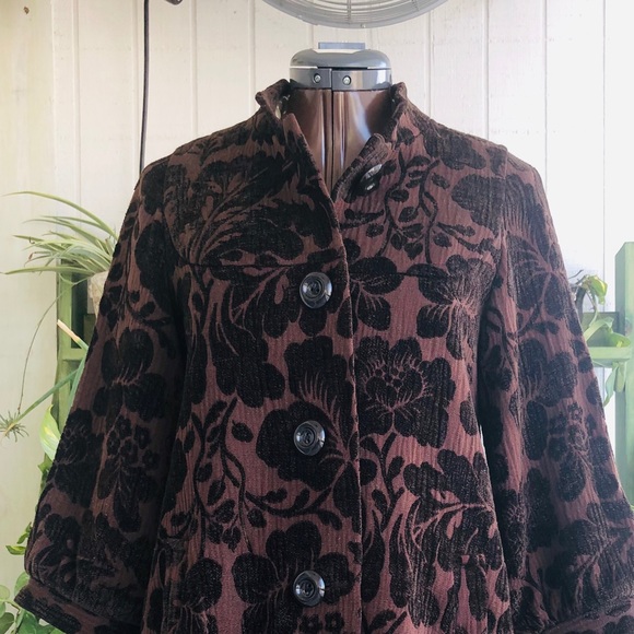 Brown Jacquard Tapestry Float Coat - Picture 4 of 6